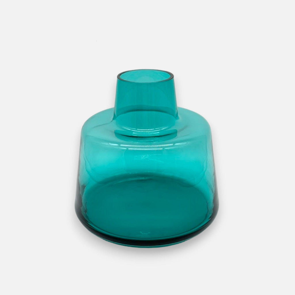 Glasvase, Dekovase aus Glas mundgeblasen Türkis Aquamarin transparent Ø 24cm x H 23 cm | Janaelle Vasen von Vase The World