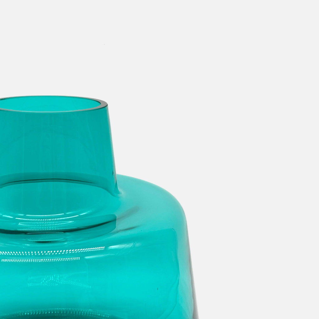 Glasvase, Dekovase aus Glas mundgeblasen Türkis Aquamarin transparent Ø 24cm x H 23 cm | Janaelle Vasen von Vase The World