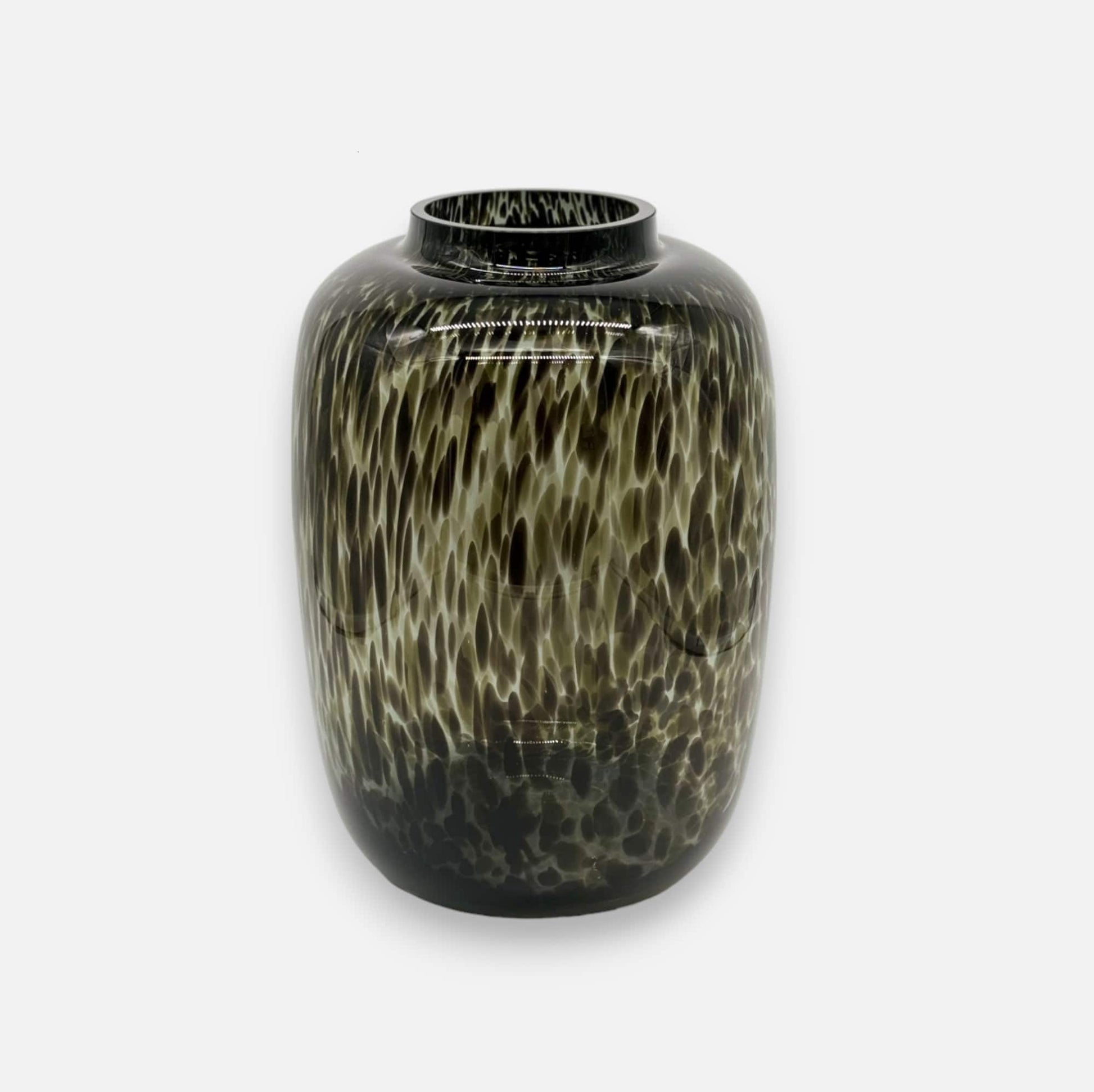 Glasvase / Dekovase aus Glas Panthermuster schwarz Ø 25cm x H 35cm | Panthér Vasen von Dekocandle