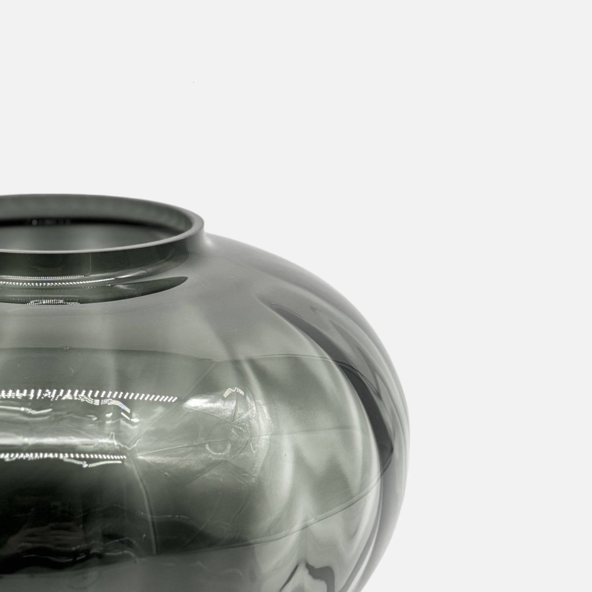 Glasvase, Dekovase aus Glas schwarz grau transparent Kürbismuster Ø 32cm x H 18.5cm | Estrelle Vasen von Dekocandle
