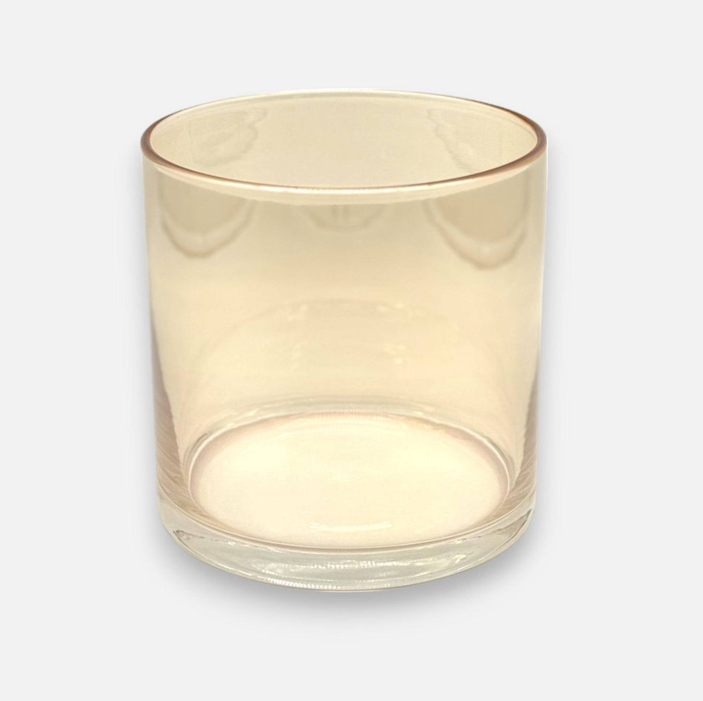 Glasvase, Dekovase aus Glas, Windlicht in Zylinderform, transparent, amberfarben, Ø 15 cm × H 15 cm – von Dekocandle