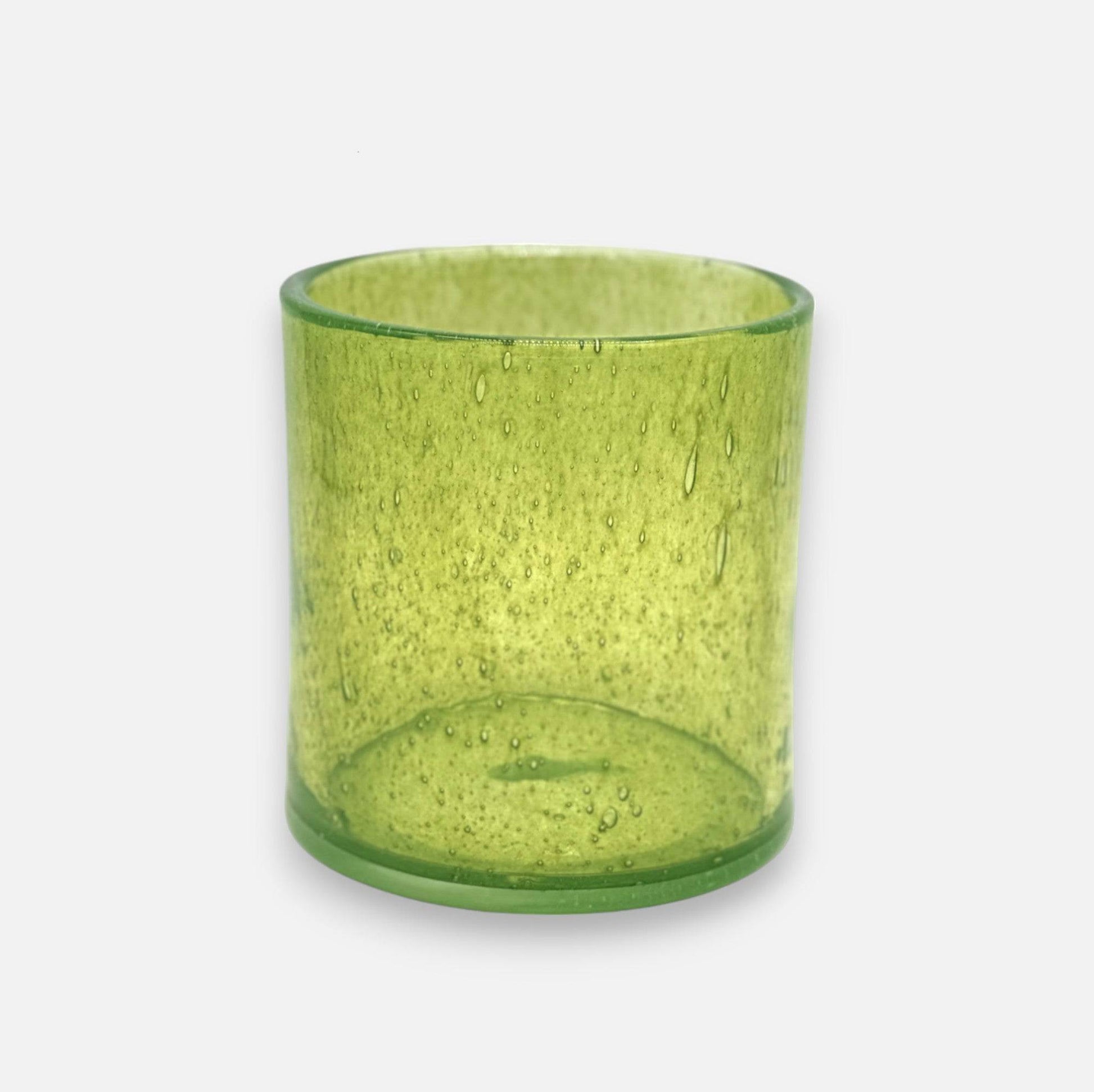 Glasvase, Dekovase aus Glas, Windlicht grün transparent Luftbläschen Zylinderform Ø 14cm x 15cm | Felice Vasen von Dekocandle