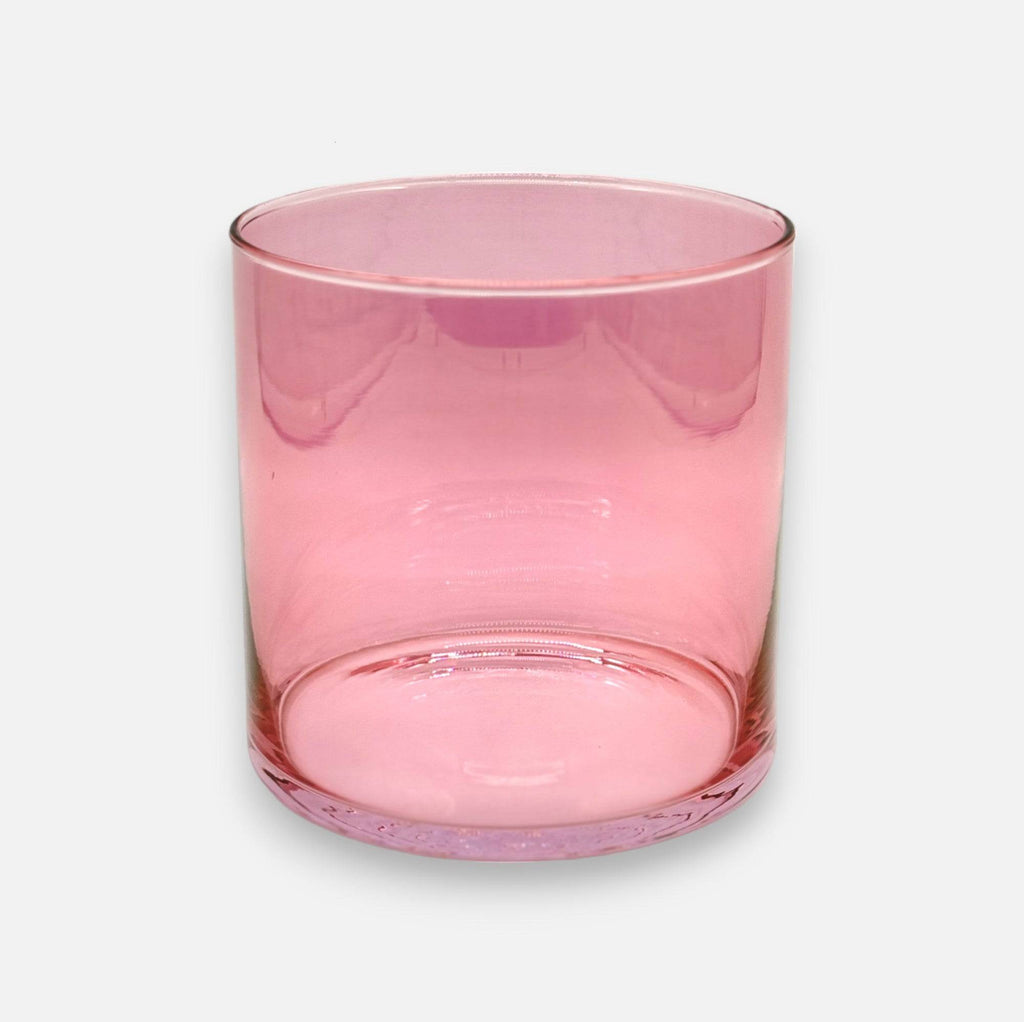 Glasvase, Dekovase aus Glas, Windlicht pink rosa transparent Zylinderform Ø 15cm x H 15cm | Caroline Vasen von Dekocandle