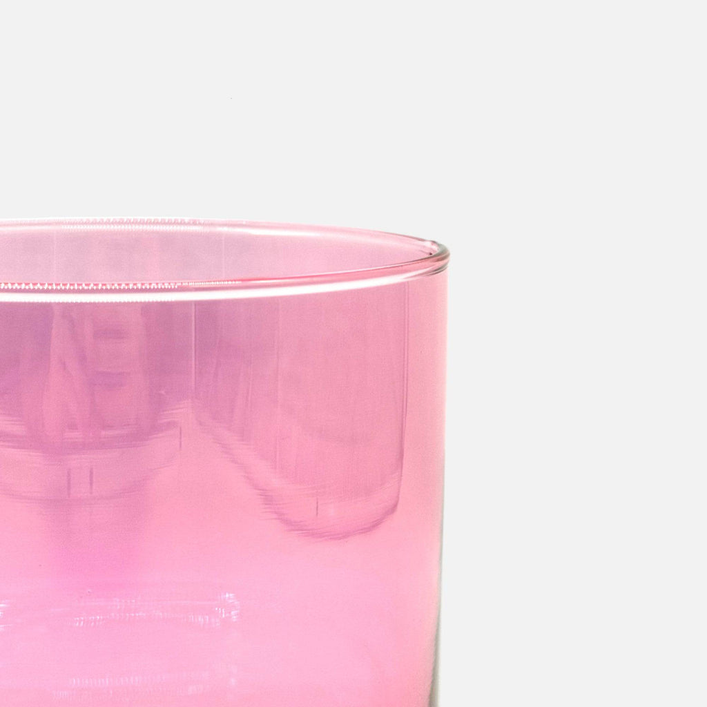 Glasvase, Dekovase aus Glas, Windlicht pink rosa transparent Zylinderform Ø 15cm x H 15cm | Caroline Vasen von Dekocandle
