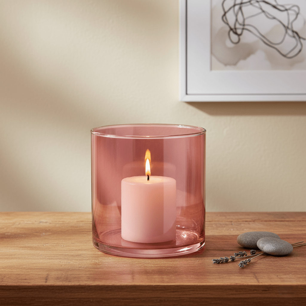 Glasvase, Dekovase aus Glas, Windlicht pink rosa transparent Zylinderform Ø 15cm x H 15cm | Caroline Vasen von Dekocandle