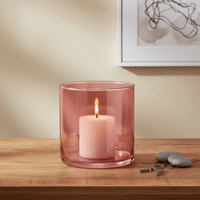 Glasvase, Dekovase aus Glas, Windlicht pink rosa transparent Zylinderform Ø 15cm x H 15cm | Caroline