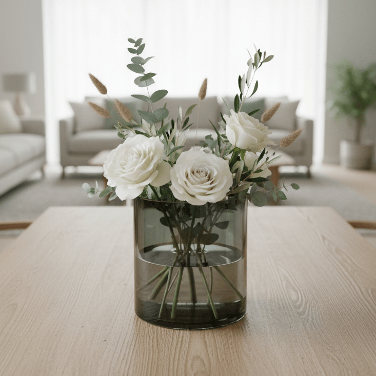 Glasvase, Dekovase aus Glas, Windlicht schwarz transparent Zylinderform Ø 20cm x H 20cm | Calvin Vasen von Dekocandle