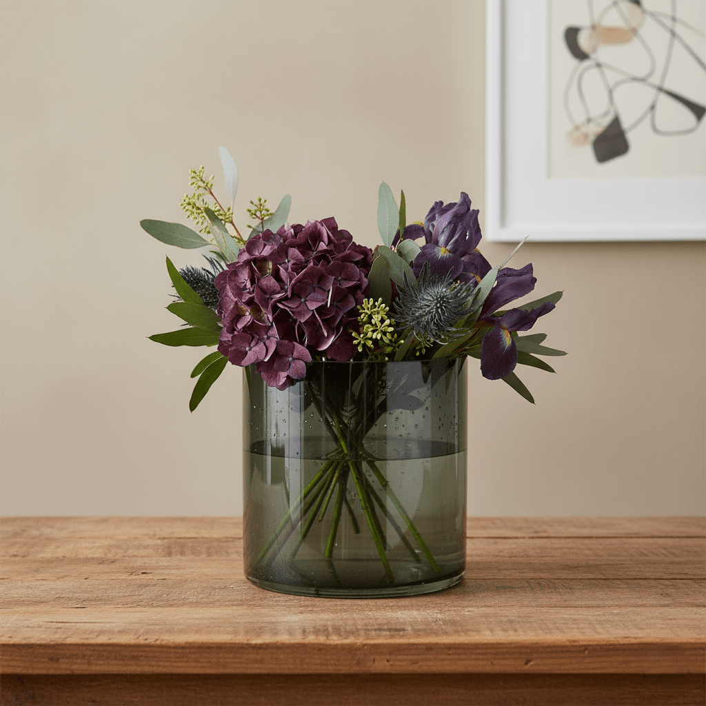 Glasvase, Dekovase aus Glas, Windlicht schwarz transparent Zylinderform Ø 20cm x H 20cm | Calvin Vasen von Dekocandle