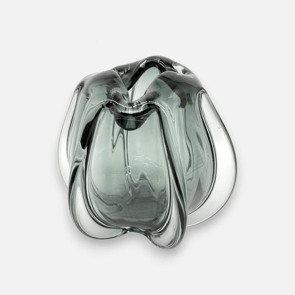 Glasvase, Dekovase Vase aus Glas in Form einer Tulpenblüte schwarz kurz Ø 24.5cm x H 22cm | Murielle Vasen von Light & Living