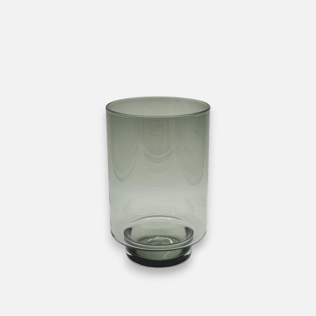 Glasvase, Dekovase aus Glas, Windlicht in Zylinderform, transparent schwarz-grau, Ø 14 cm × H 21 cm – von Vase The World