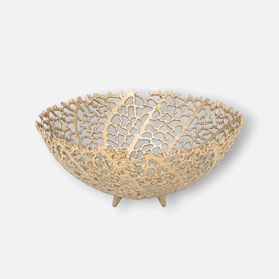 Gustave | Obstschale mit Korallenriff Muster gold Ø 36cm x H 15cm Geschirr von Light & Living