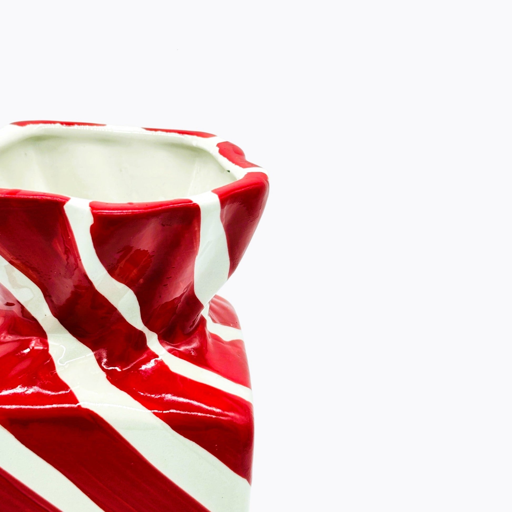 Handbemalte Vase aus Keramik in Bonbon - Form Rot Weiss, H 25cm, Weihnachtsvase Deko Vasen von Duif