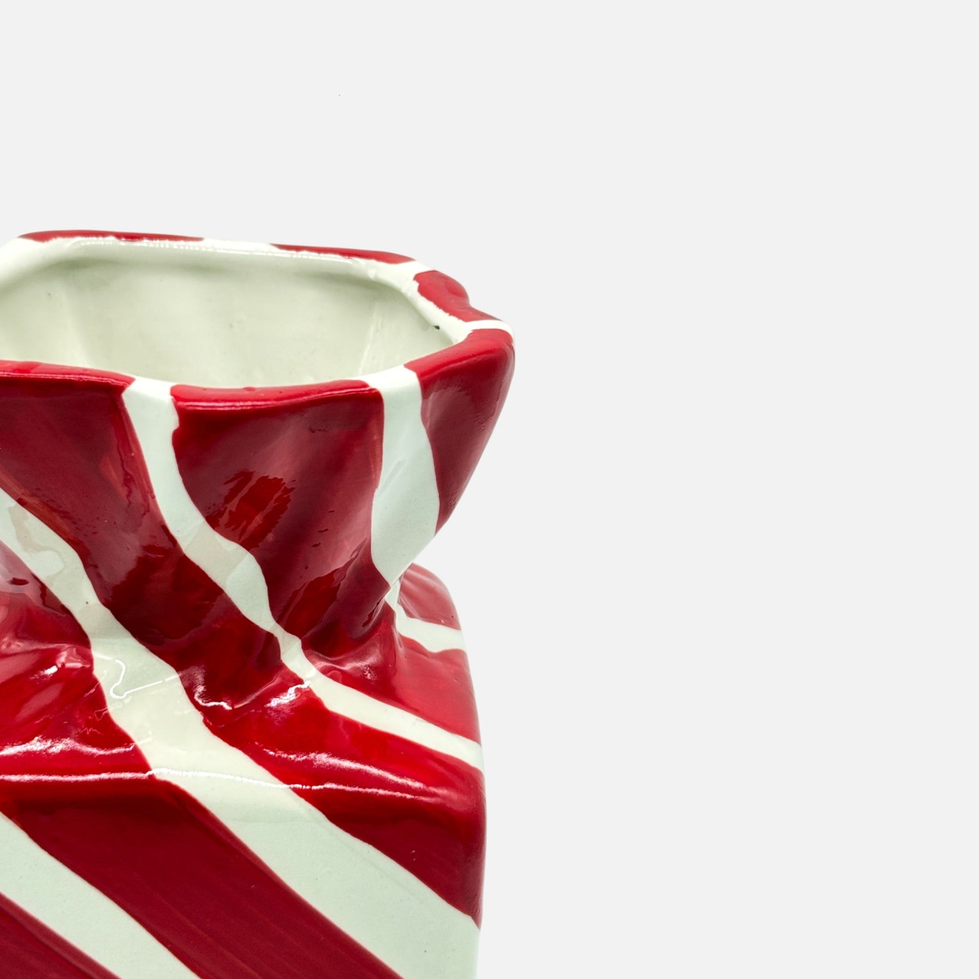 Handbemalte Vase aus Keramik in Bonbon - Form Rot Weiss, H 25cm, Weihnachtsvase Deko Vasen von Duif