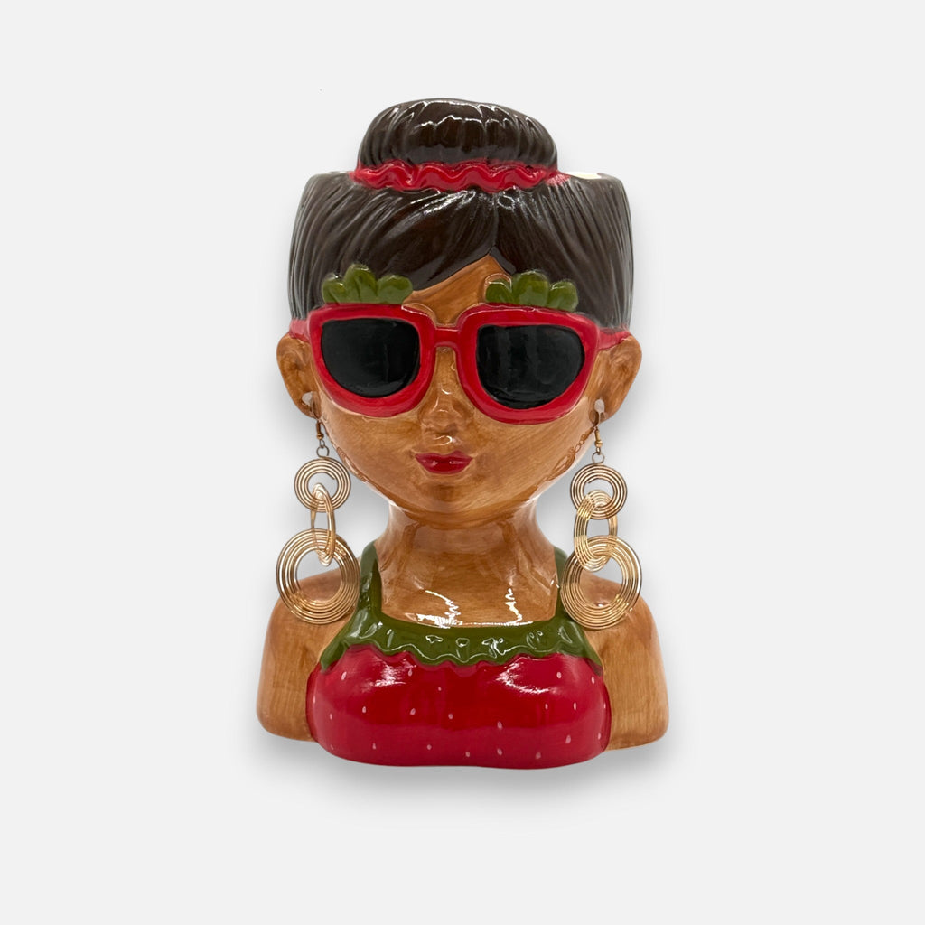 Handbemalte Vase aus Keramik mit Frauenkopf - Motiv, H 23.5cm, Deko Gesichtsvase Vasen von Duif