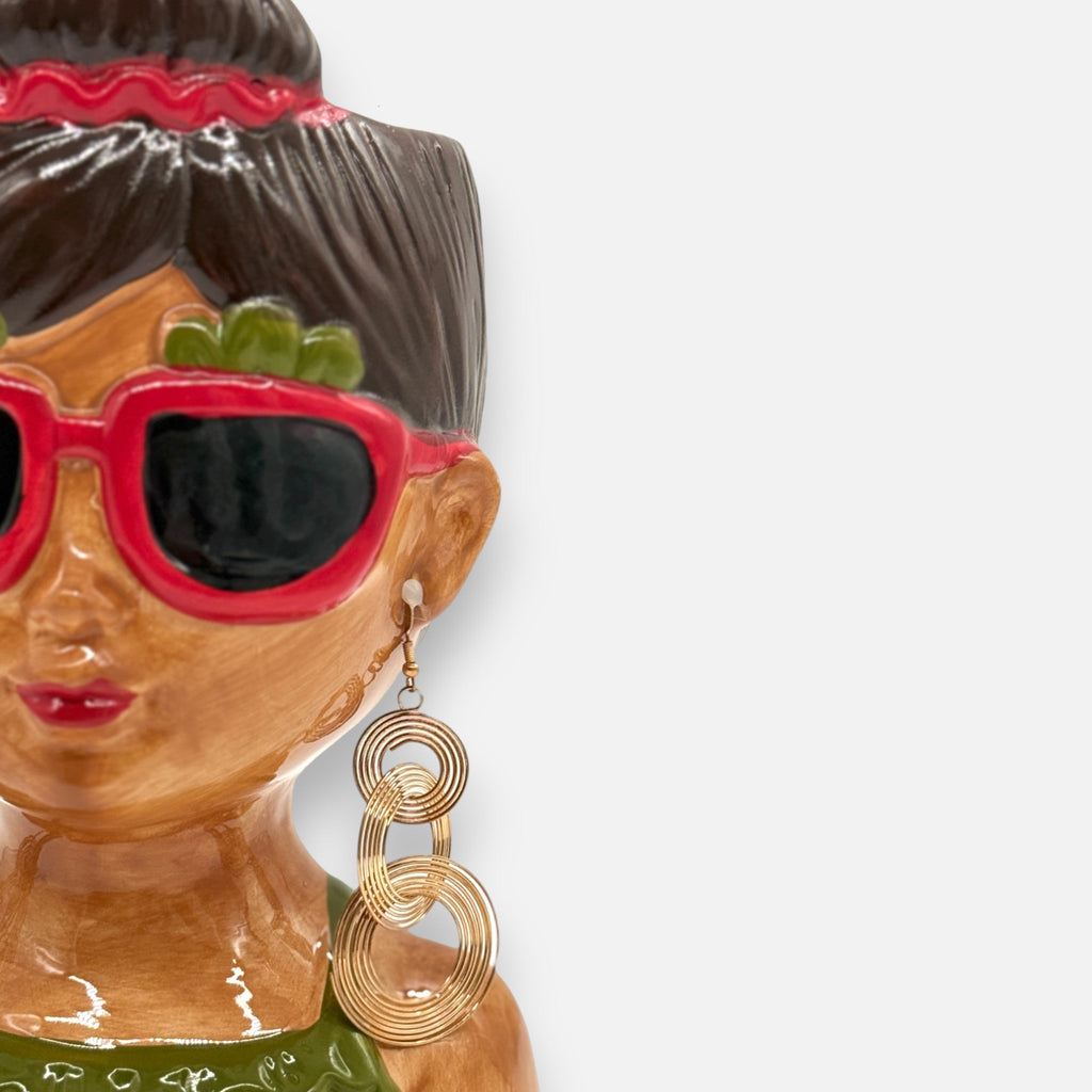 Handbemalte Vase aus Keramik mit Frauenkopf - Motiv, H 23.5cm, Deko Gesichtsvase Vasen von Duif