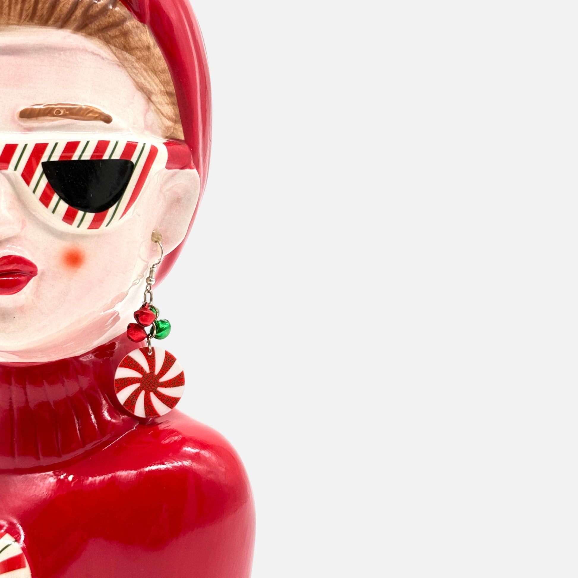 Handbemalte Vase aus Keramik mit Weihnachts - Frauenkopf, H 32cm, Deko Weihnachten | Madame Noël Vasen von Duif