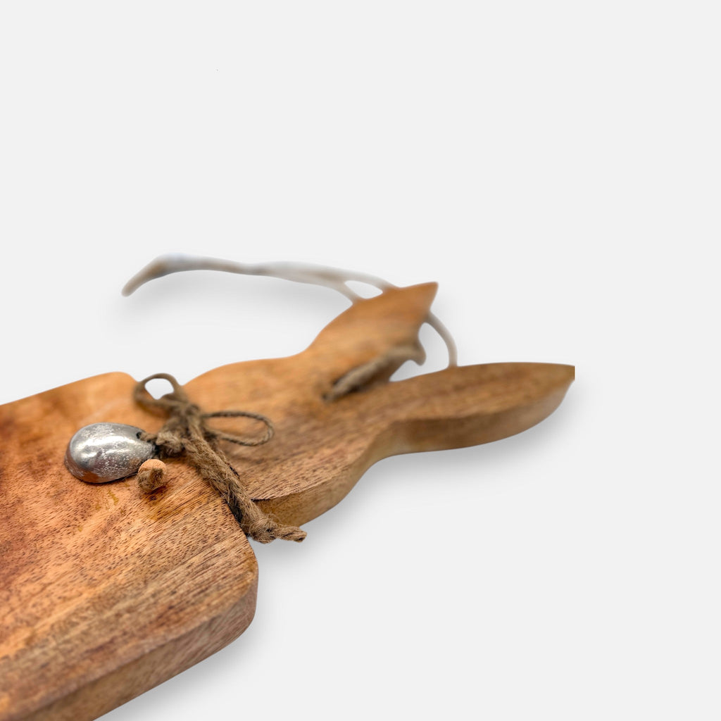 Holzbrett mit Hasenohren aus Mangoholz Dekobrett Servierbrett | Ostern Dekoration von HOFF Interieur