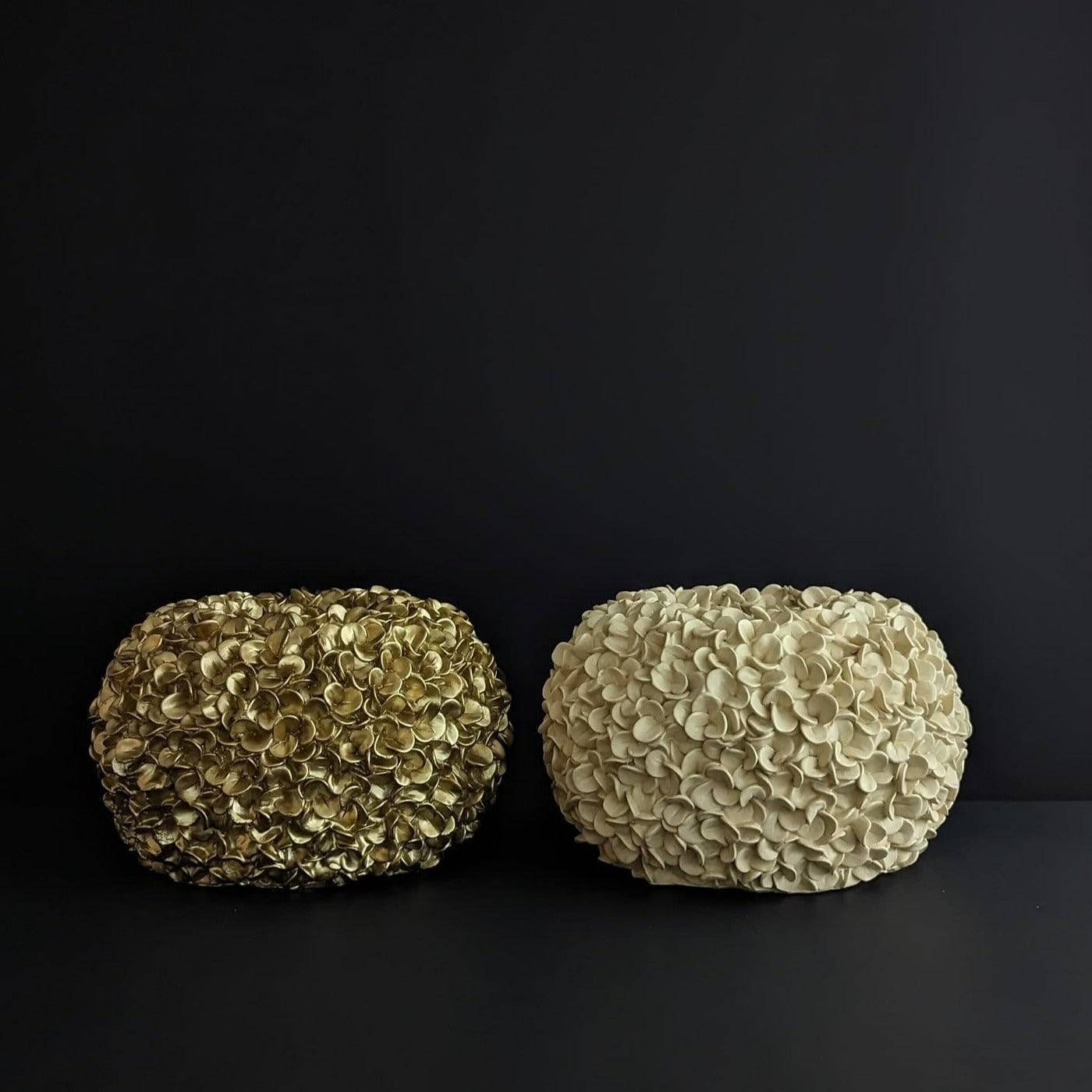 Hortensienvase / Dekovase mit Hortensien Muster crème beige Ø 38cm x H 23cm | Belle Vasen von Light & Living