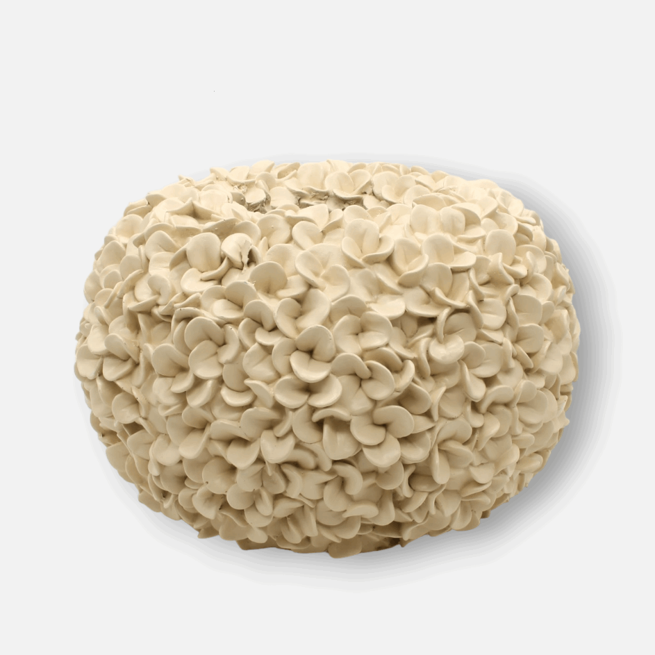 Hortensienvase / Dekovase mit Hortensien Muster crème beige Ø 38cm x H 23cm | Belle Vasen von Light & Living