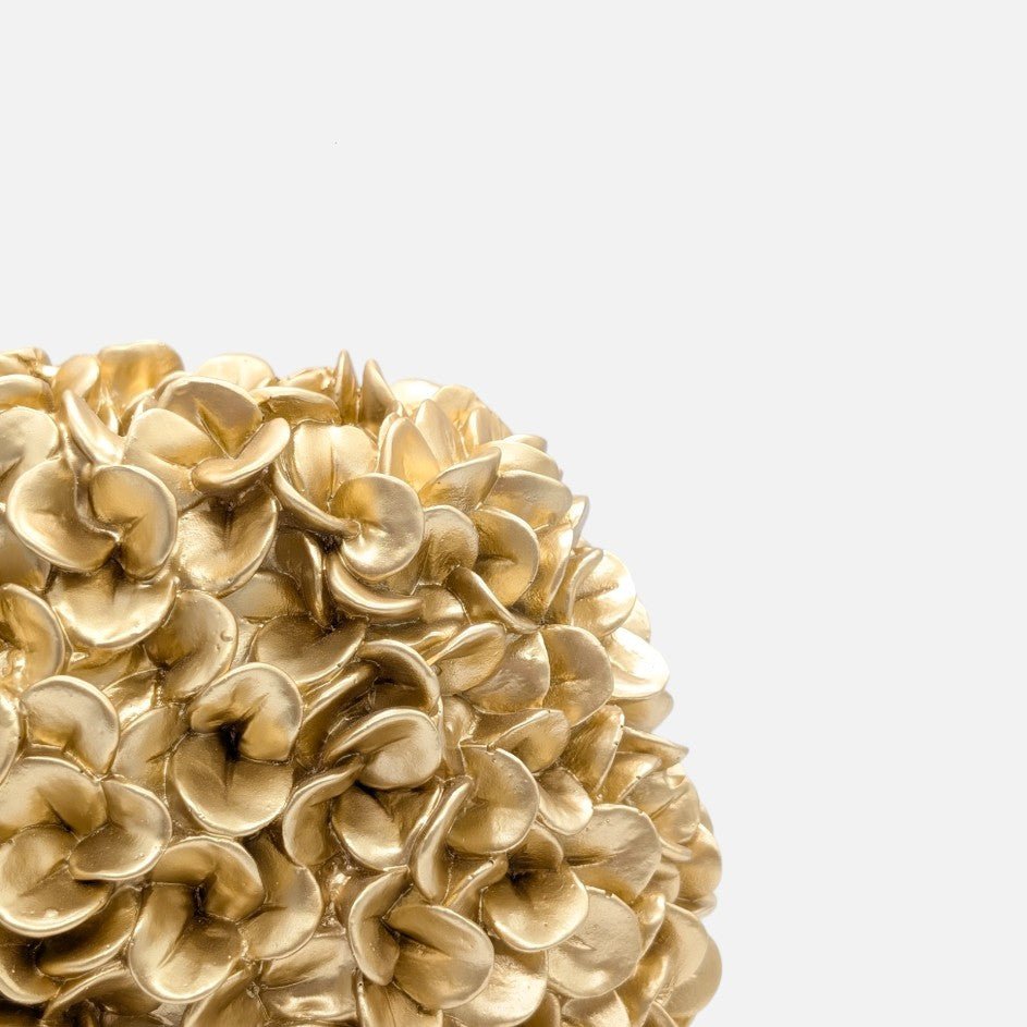 Hortensienvase, Dekovase mit Hortensien Muster gold H 28cm x 31.5cm x 17cm | Belle Classic Vasen von Light & Living