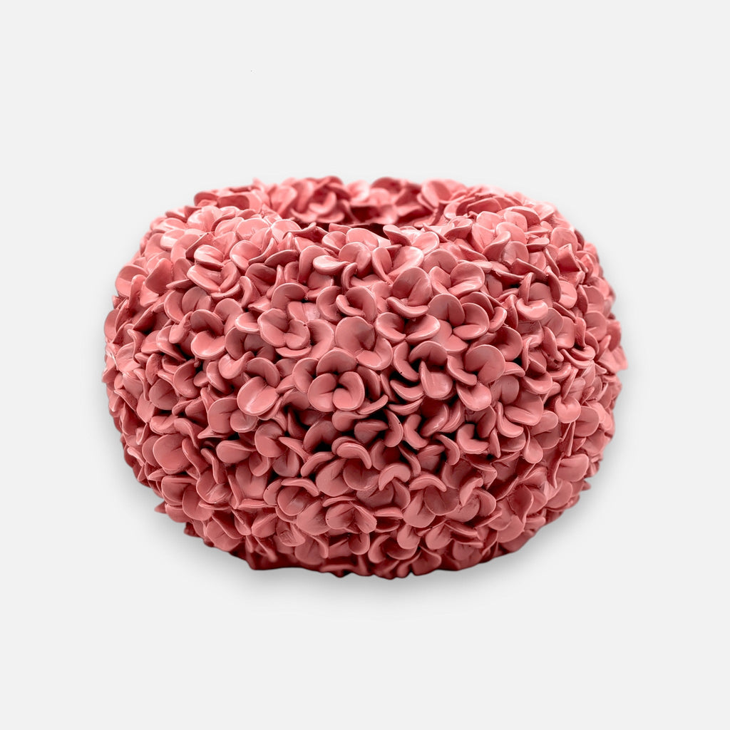 Hortensienvase, Dekovase mit Hortensien Muster Koralle Rosa Ø 38cm x H 23cm | Belle Vasen von Light & Living