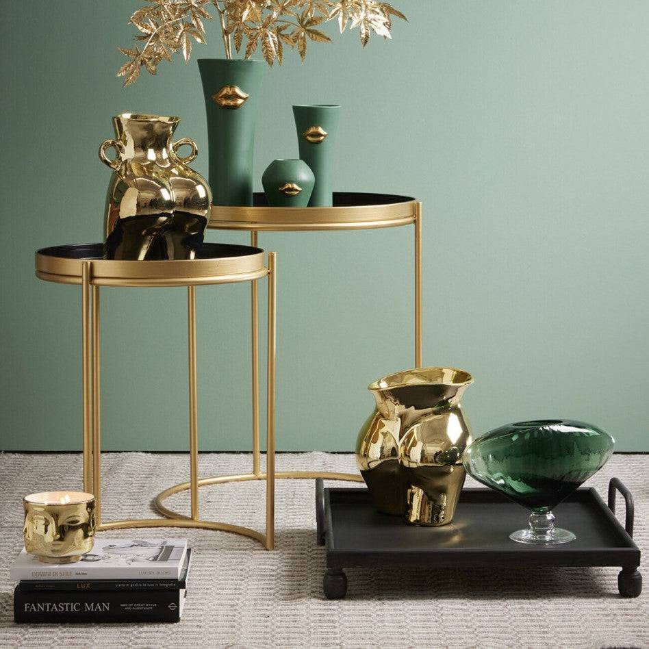 Keramikvase / Dekovase aus Keramik gold glänzend Po / Gesäss H 26 cm x 22 cm x 16 cm | Derrière Vasen von EDG