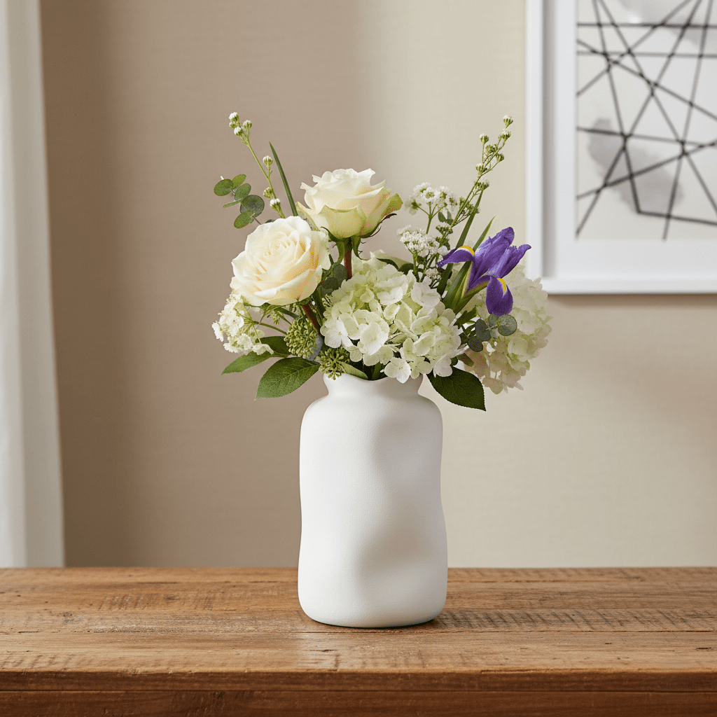 Keramikvase, Dekovase aus Keramik handgefertigt Portugal weiss minimalistisch organisch Ø 13 cm × H 23 cm von Claet