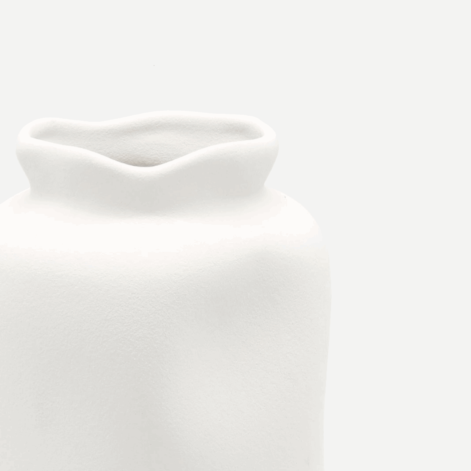Keramikvase, Dekovase aus Keramik handgefertigt Portugal weiss minimalistisch organisch Ø 13 cm × H 23 cm von Claet