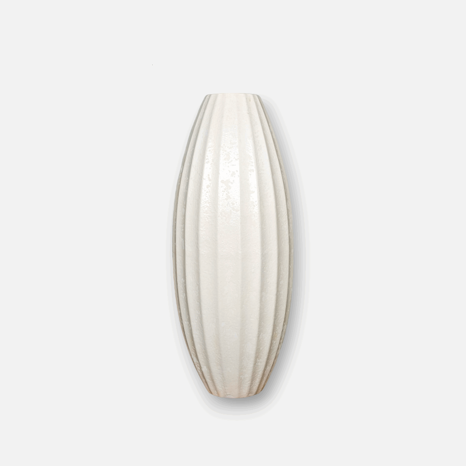 Keramikvase, Dekovase aus Keramik, handgefertigt, skulpturale schmale Form, weiß, B 20 cm × H 51 cm – von Lene Bjerre