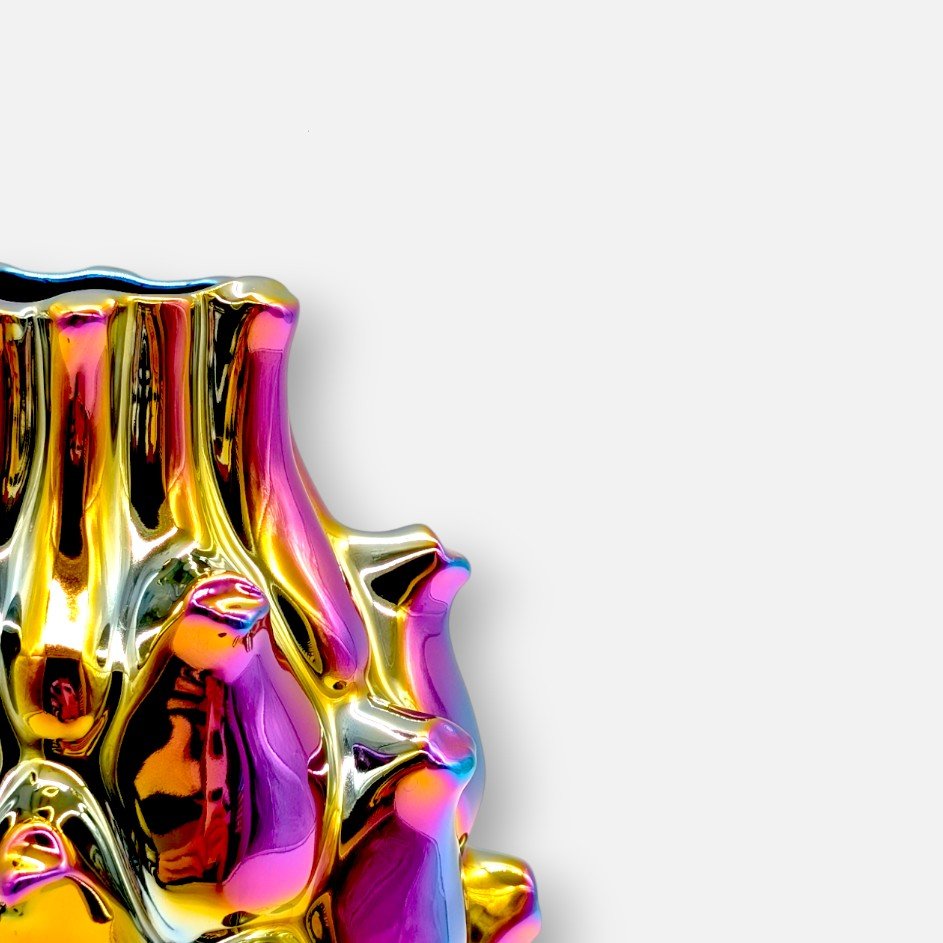 Keramikvase, Dekovase aus Keramik mit Struktur Regenbogenfarben Ø 16cm x H 21cm | Chamelea Vasen von Light & Living