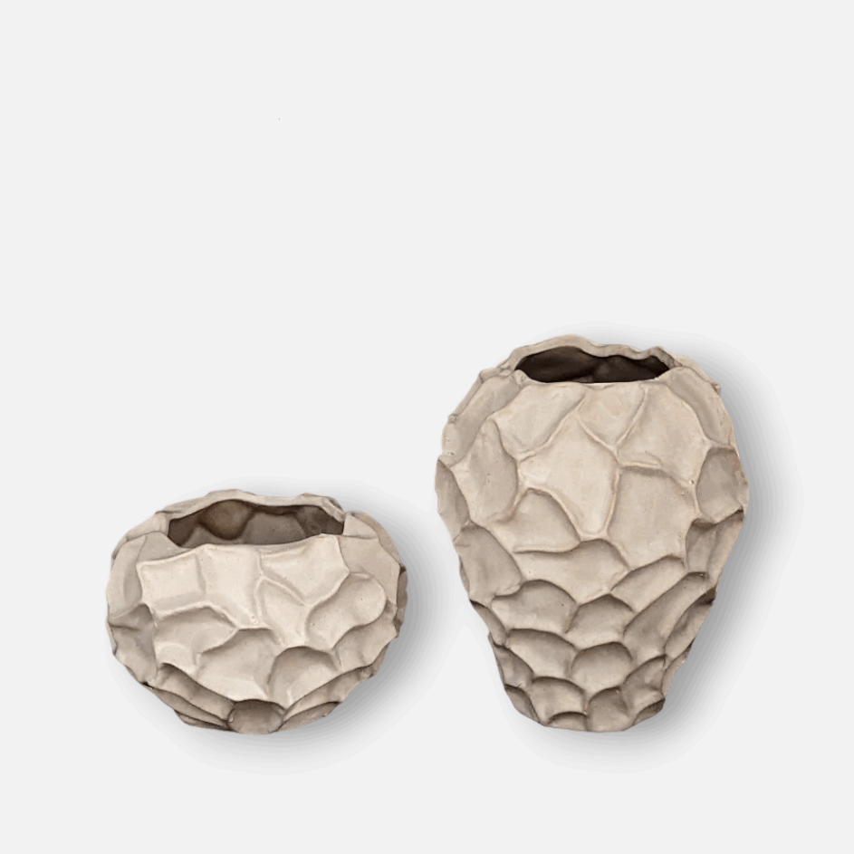 Keramikvase, Dekovase aus Keramik Vanille Weiss Crème organisch B 18cm x H 12cm | Louise Vasen von Muubs