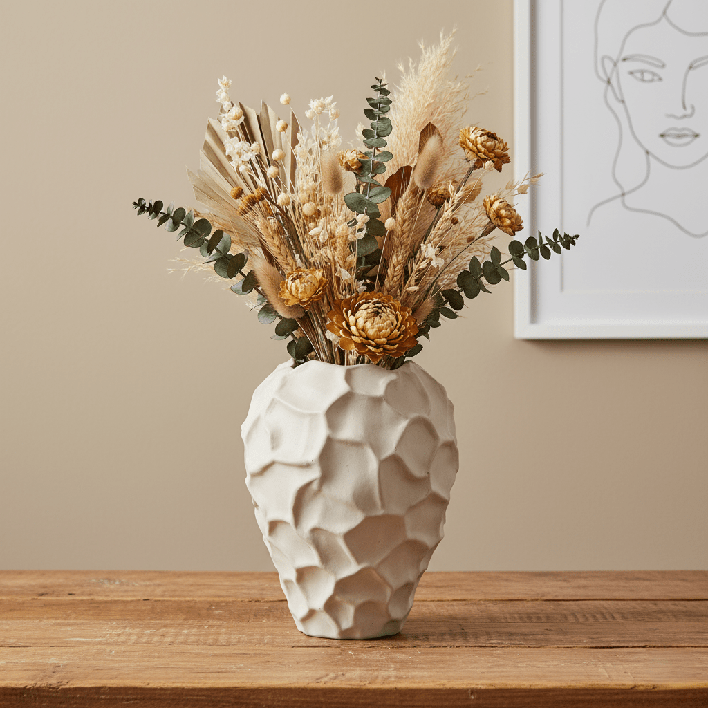 Keramikvase, Dekovase aus Keramik Vanille Weiss Crème organisch B 18cm x H 22cm | Louise Vasen von Muubs