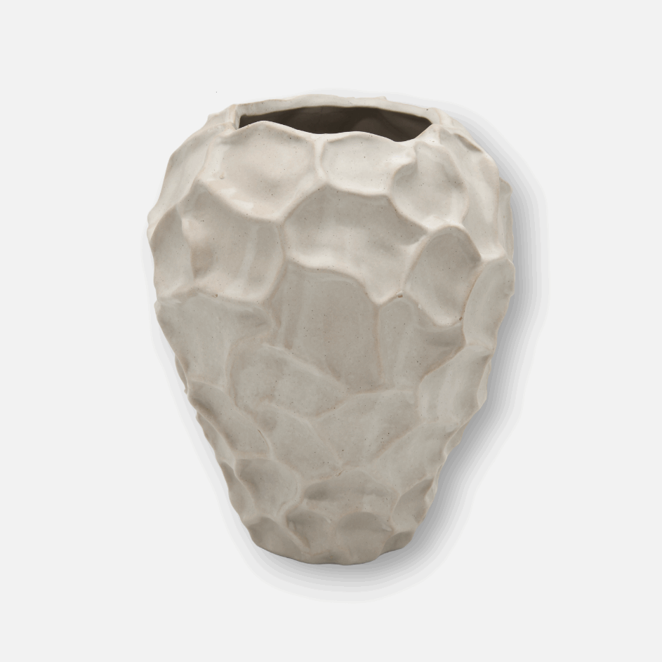Keramikvase, Dekovase aus Keramik Vanille Weiss Crème organisch B 18cm x H 22cm | Louise Vasen von Muubs
