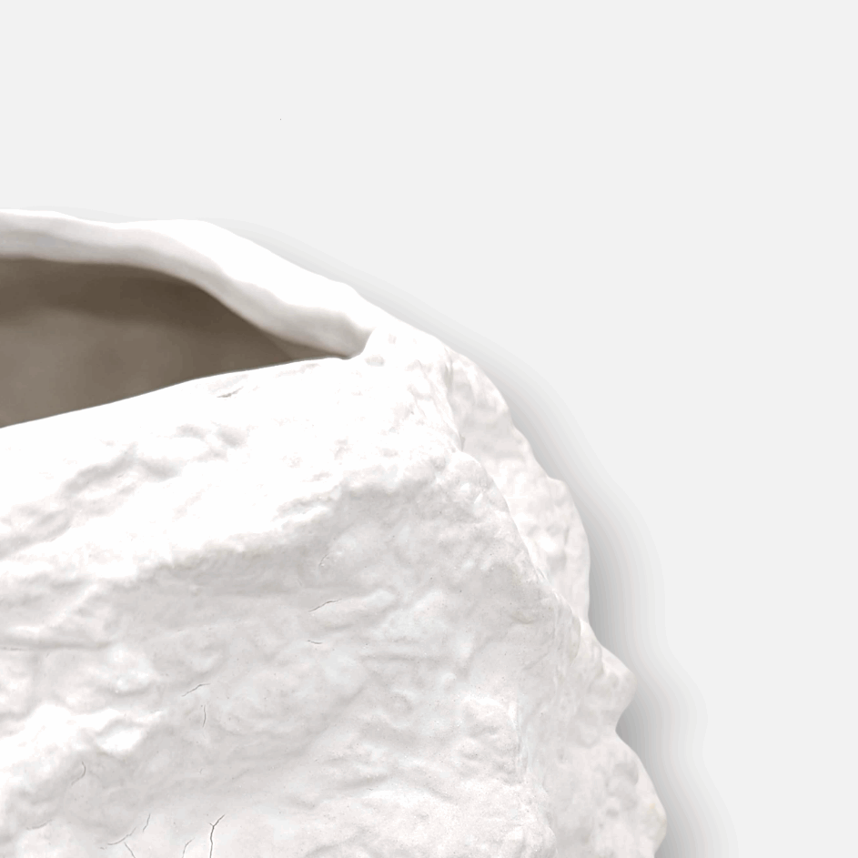 Keramikvase, Dekovase aus Keramik weiss felsige Struktur B 24cm x L 14cm x H 20cm | Pierrette Vasen von Element Accessoires