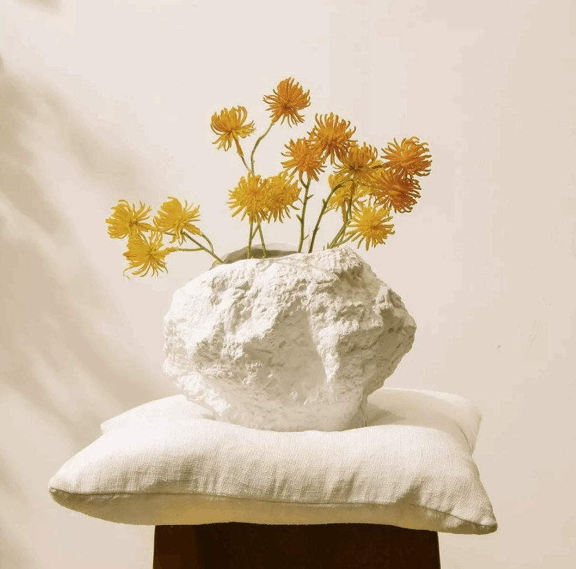 Keramikvase, Dekovase aus Keramik weiss felsige Struktur B 24cm x L 14cm x H 20cm | Pierrette Vasen von Element Accessoires