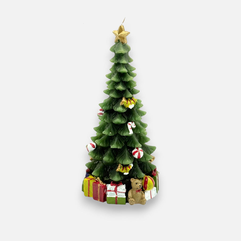 Kerze in Form eines Weihnachtsbaums mit Geschenken, H 22cm, Weihnachten Kerzenlicht von EDG