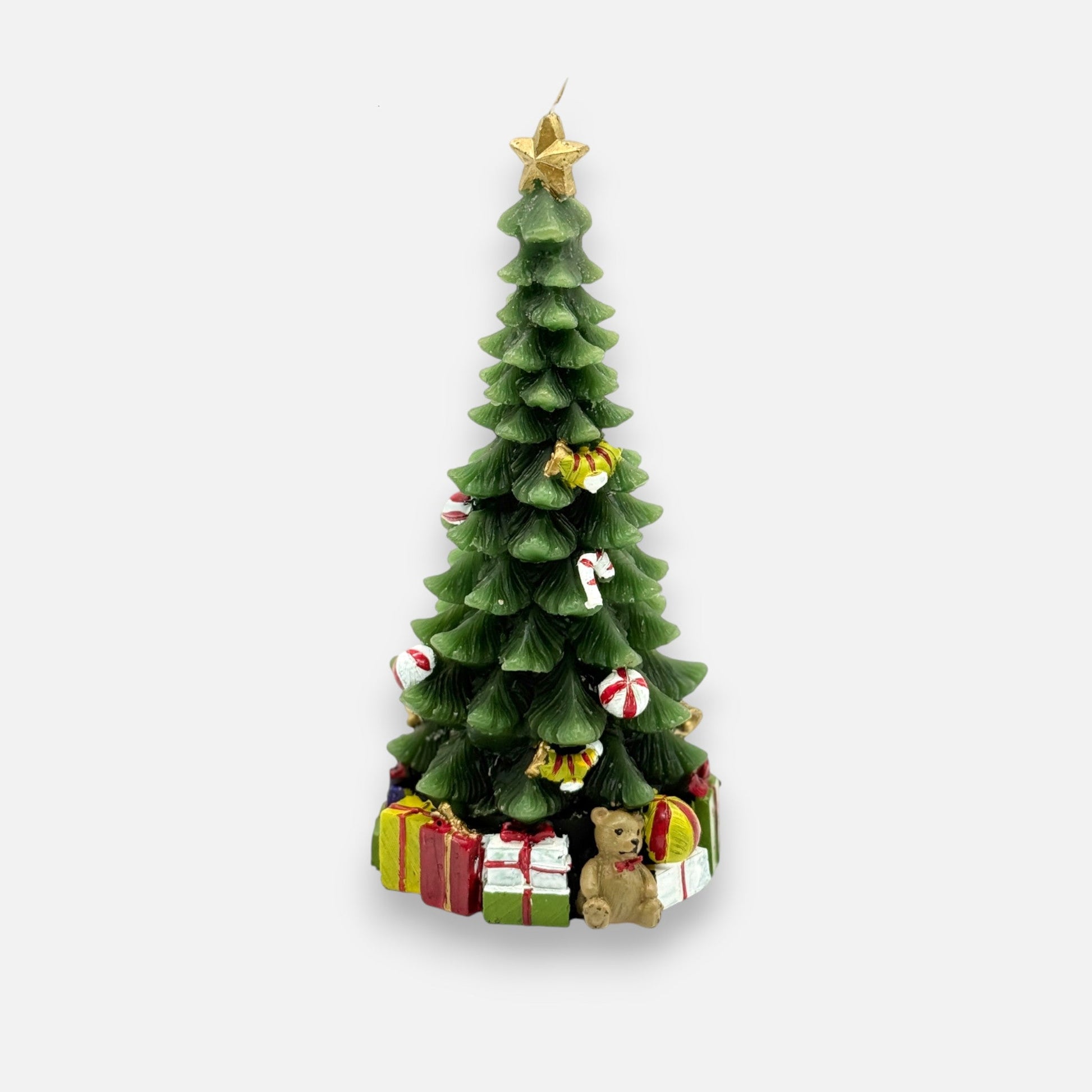 Kerze in Form eines Weihnachtsbaums mit Geschenken, H 22cm, Weihnachten Kerzenlicht von EDG