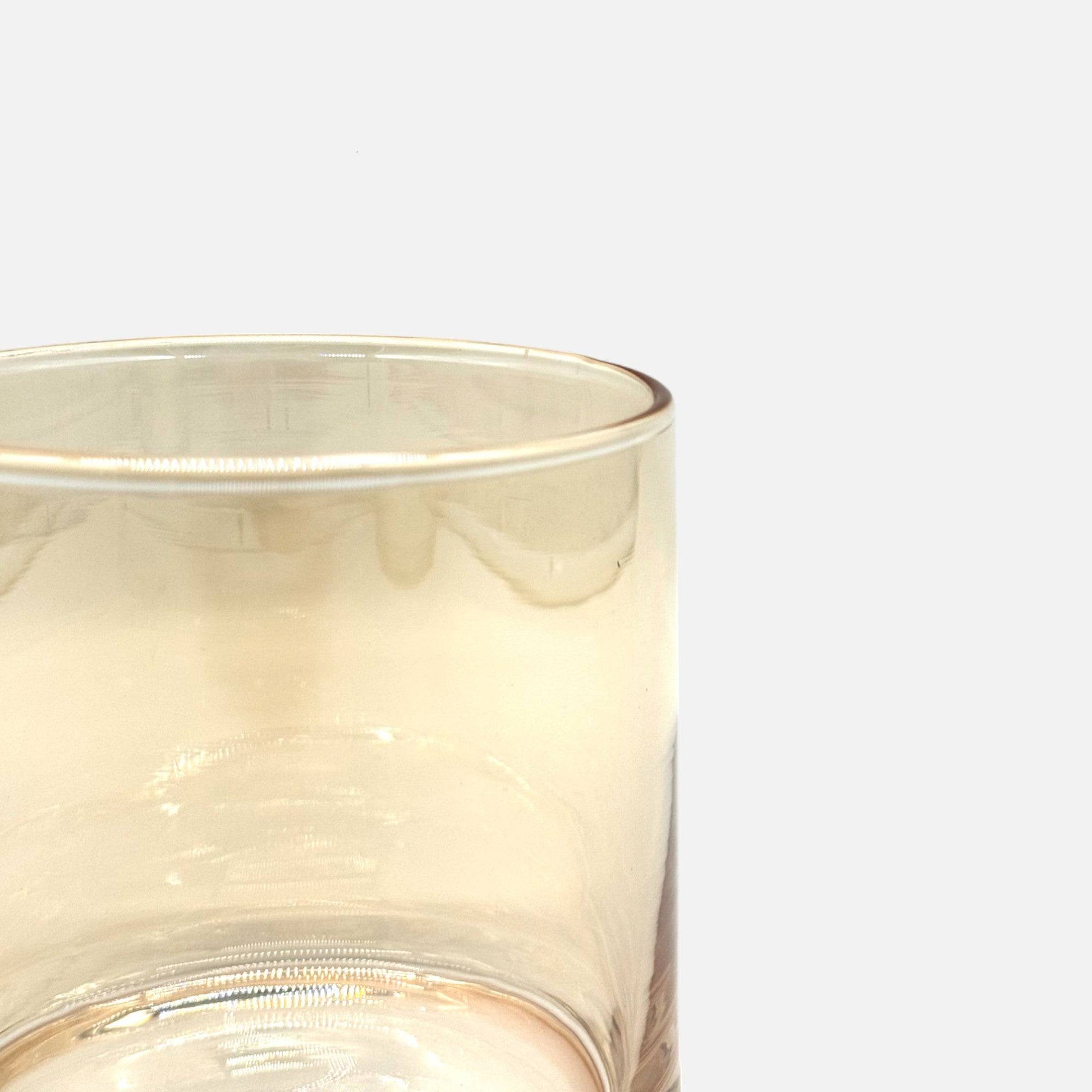Kerzenhalter, Windlicht aus Glas für Rechaudkerzen, transparent amber bernsteinfarben, Ø 8,5 cm × H 9 cm – von Dekocandle