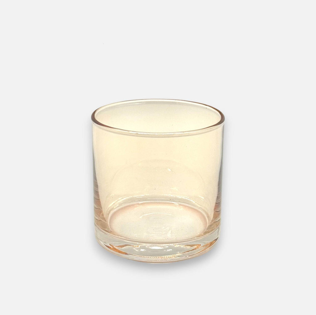 Kerzenhalter, Windlicht aus Glas für Rechaudkerzen, transparent amber bernsteinfarben, Ø 8,5 cm × H 9 cm – von Dekocandle