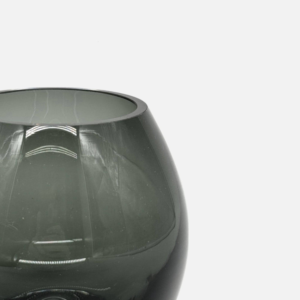 Kerzenhalter, Windlicht aus Glas für Rechaudkerzen, oval, schwarz transparent, B 10 cm × H 11 cm – von Dekocandle