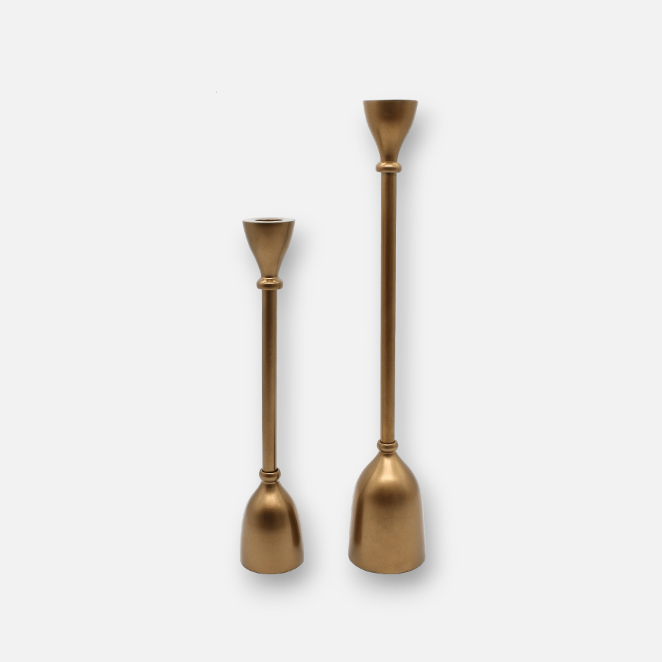 Kerzenständer, Kerzenhalter für Stabkerzen, gold matt, minimalistisch, Ø 5,5 cm × H 30,5 cm – von Light & Living