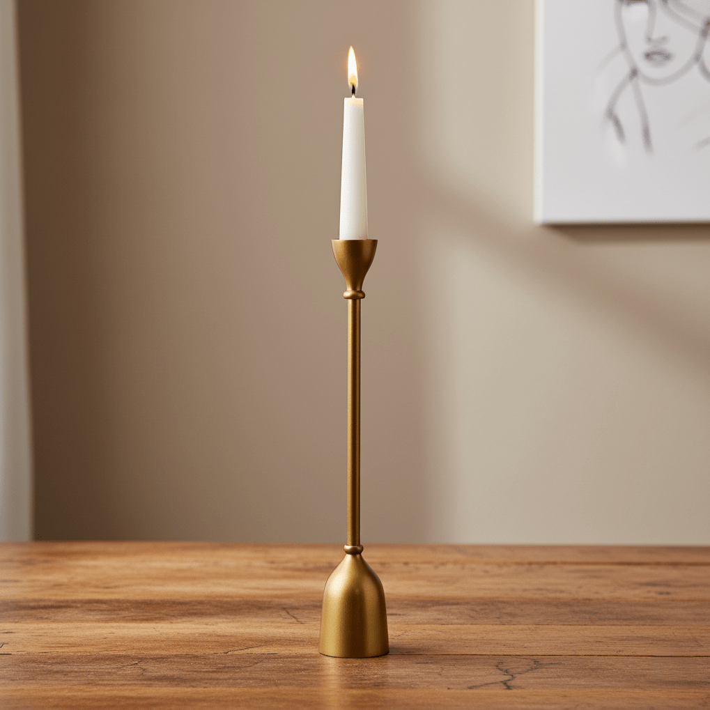 Kerzenständer, Kerzenhalter für Stabkerzen gold matt minimalistisch Ø 7cm x H 40cm | Jacques Kerzenlicht von Light & Living