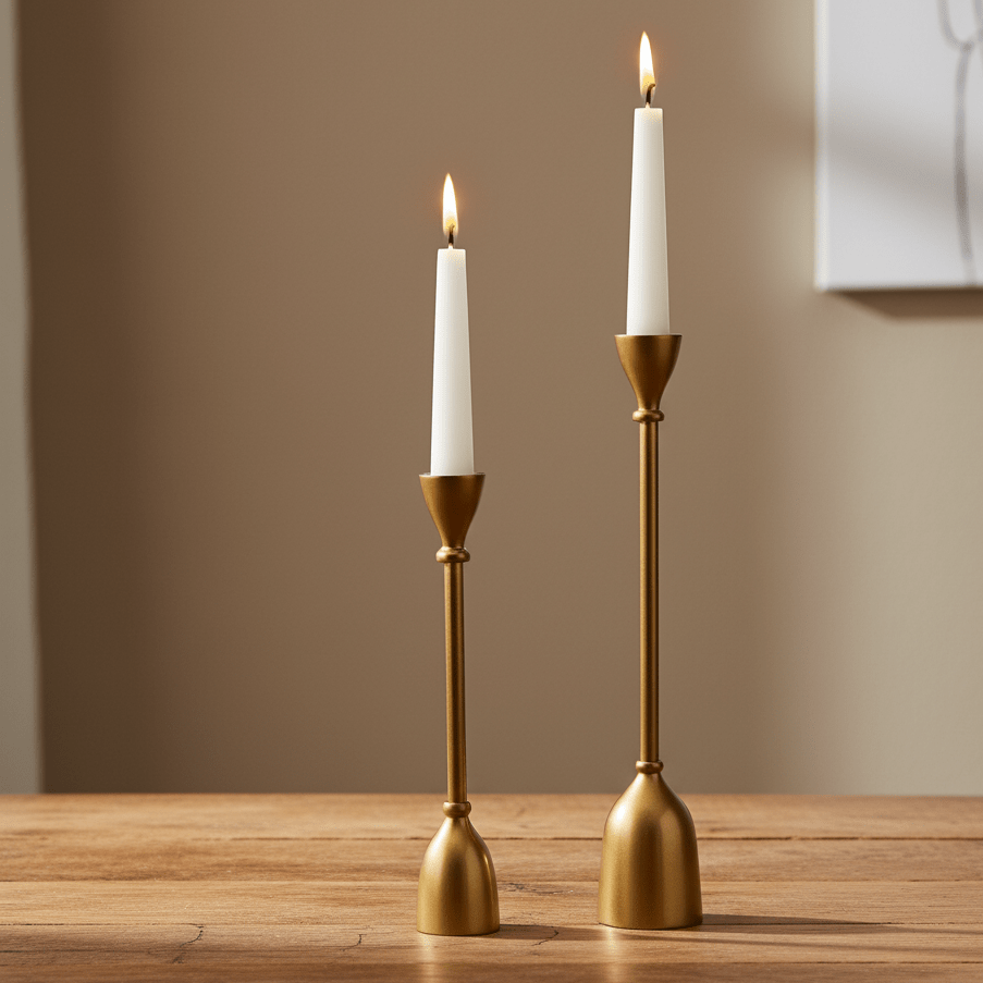 Kerzenständer, Kerzenhalter für Stabkerzen gold matt minimalistisch Ø 7cm x H 40cm | Jacques Kerzenlicht von Light & Living