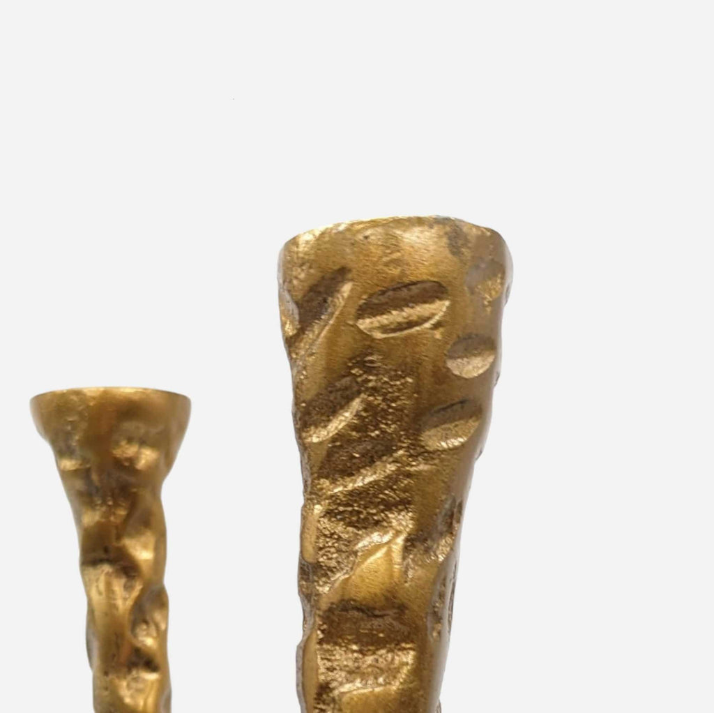 Kerzenständer, Kerzenhalter für Stabkerzen, handgefertigt, gold, fünfarmig, antik, Ø 50 cm × H 61 cm – von Dekocandle