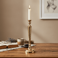 Kerzenständer, Kerzenhalter für Stabkerzen Messing gold glänzend Ø 11cm x H 31cm | Georgette