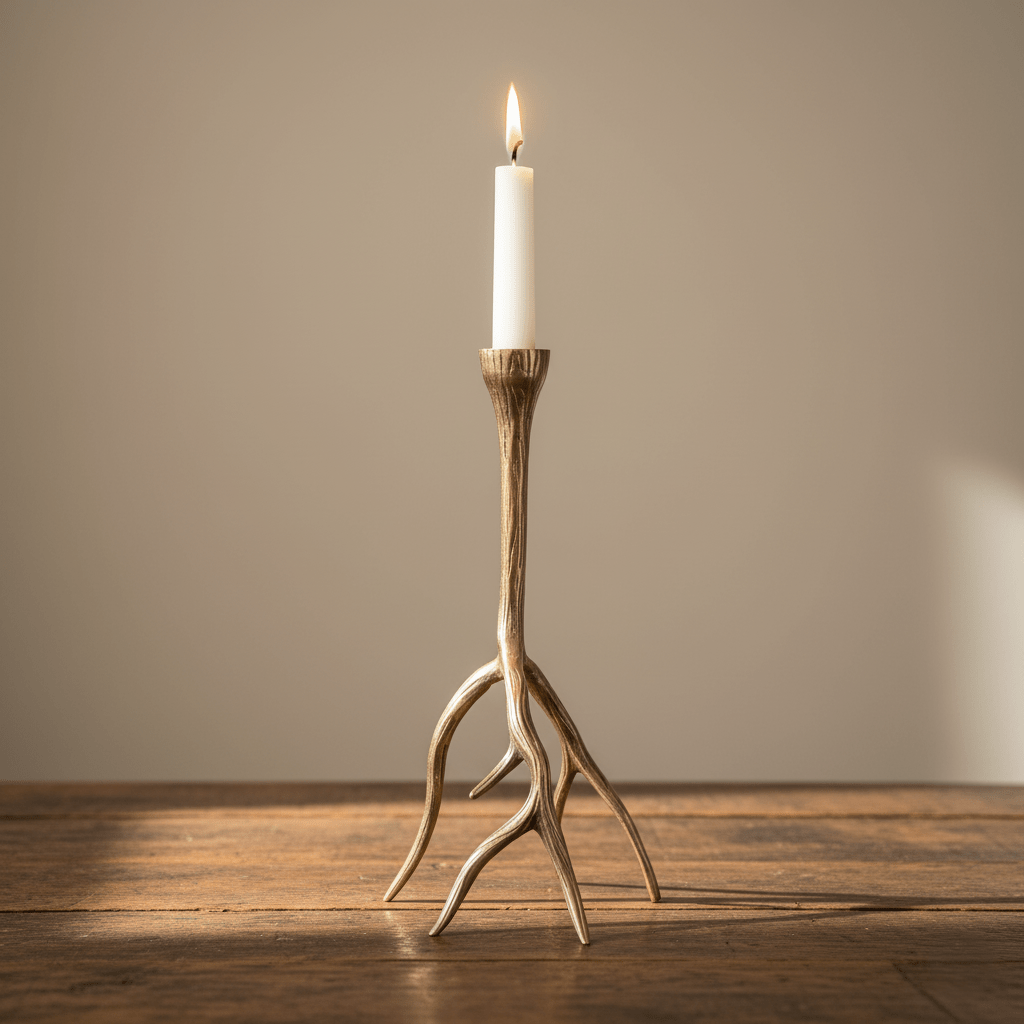 Kerzenständer, Kerzenhalter Stabkerzen gold Baumwurzel Ast Geweih Ø 22cm x H 49cm | Amélie Kerzenlicht von Dekocandle
