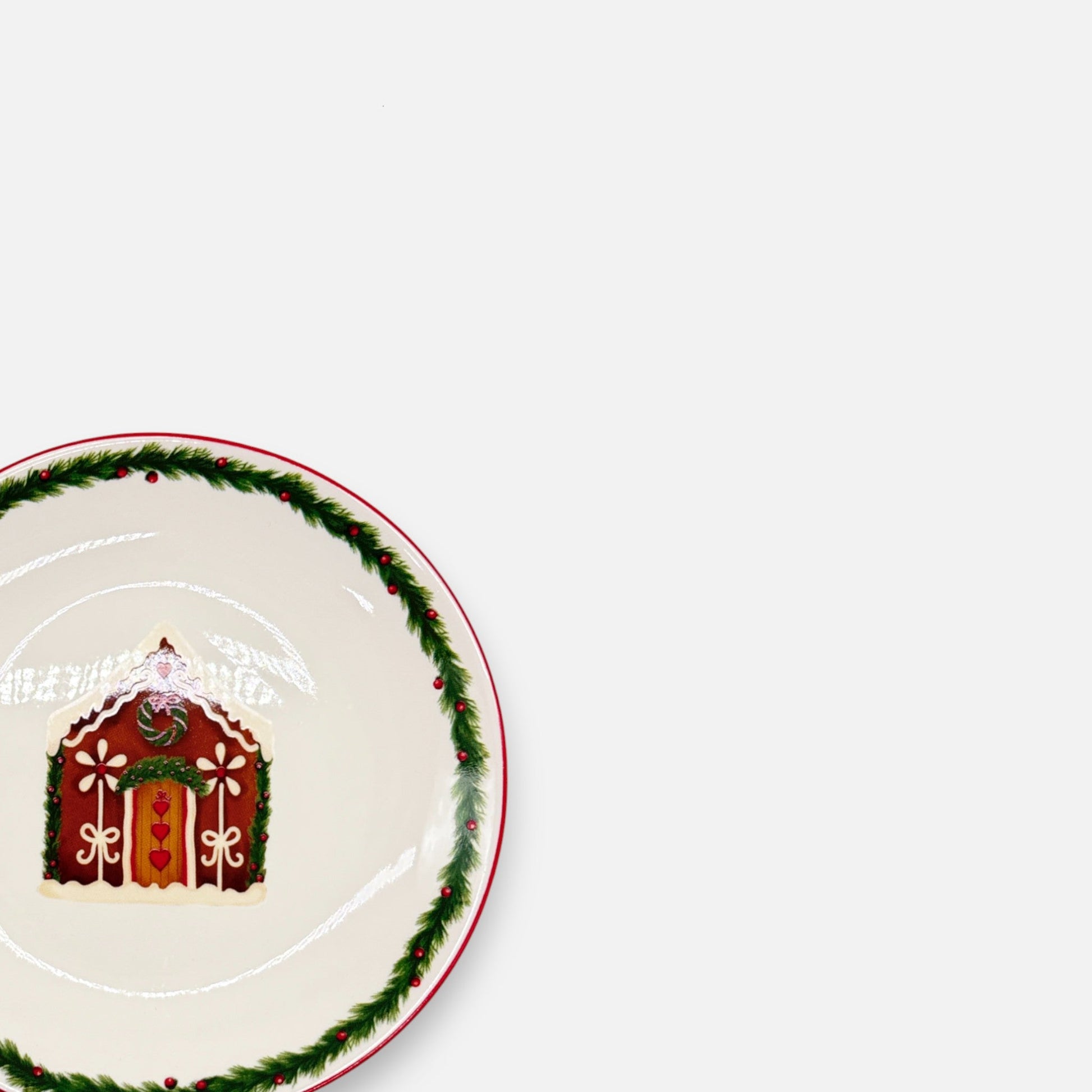 Kuchenteller aus Keramik mit Lebkuchenhaus - Motiv, Ø15cm, Einzelteller Weihnachten Geschirr von EDG