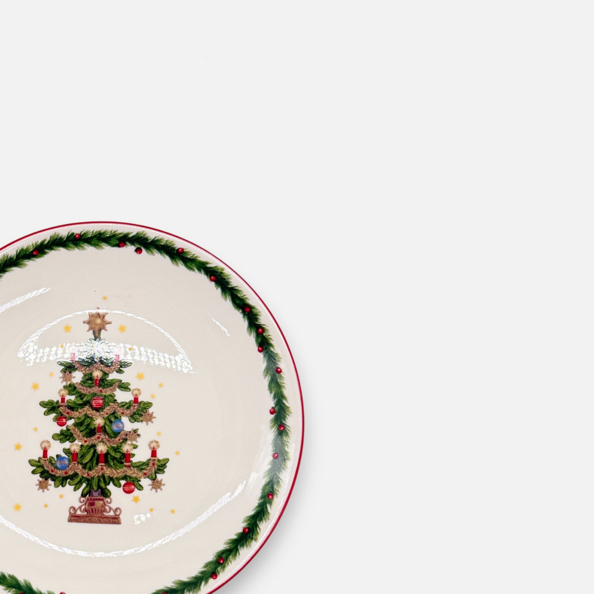 Kuchenteller aus Keramik mit Weihnachtsbaum - Motiv, Ø15cm, Einzelteller Weihnachten Geschirr von EDG