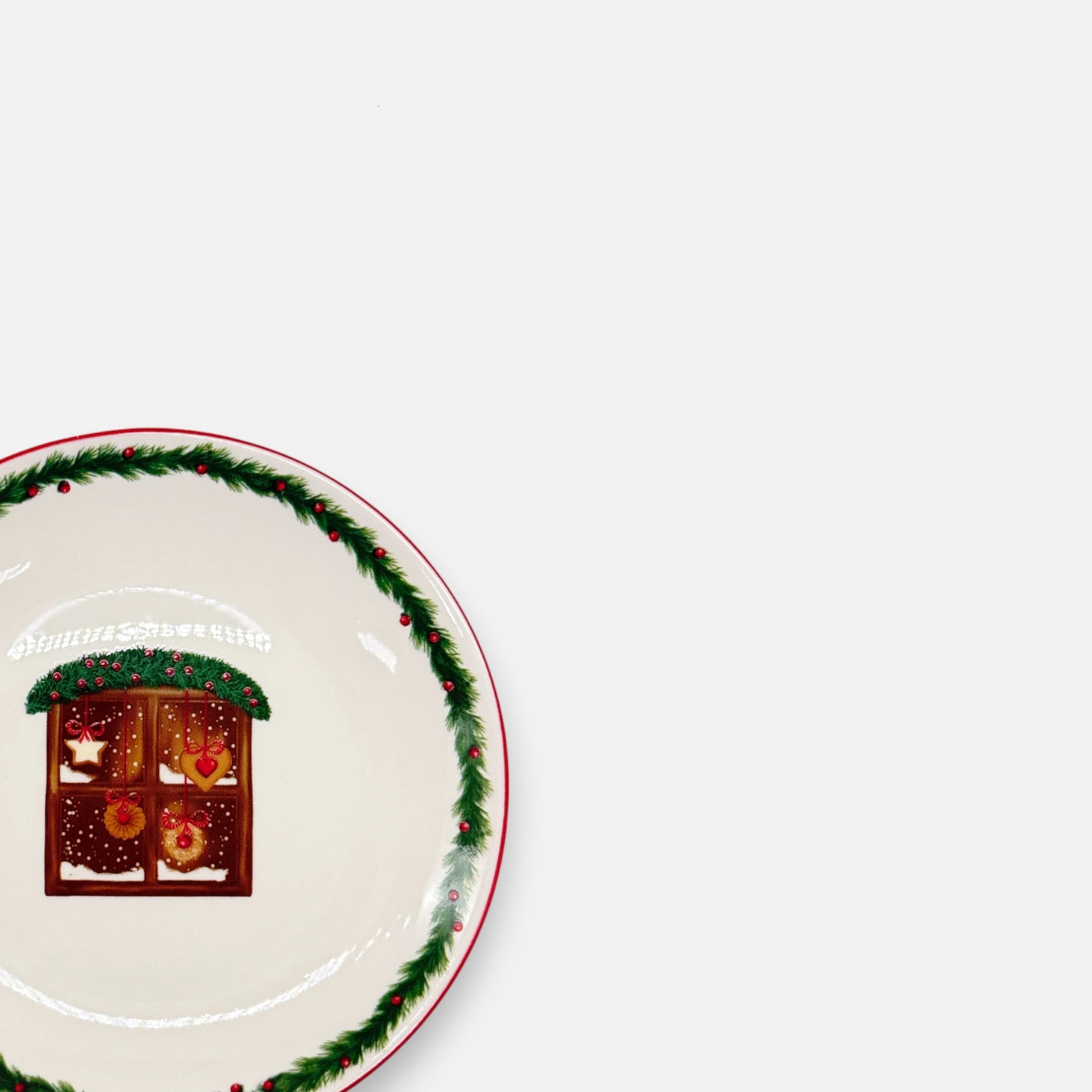 Kuchenteller aus Keramik mit Weihnachtsfenster - Motiv, Ø15cm, Einzelteller Weihnachten Geschirr von EDG