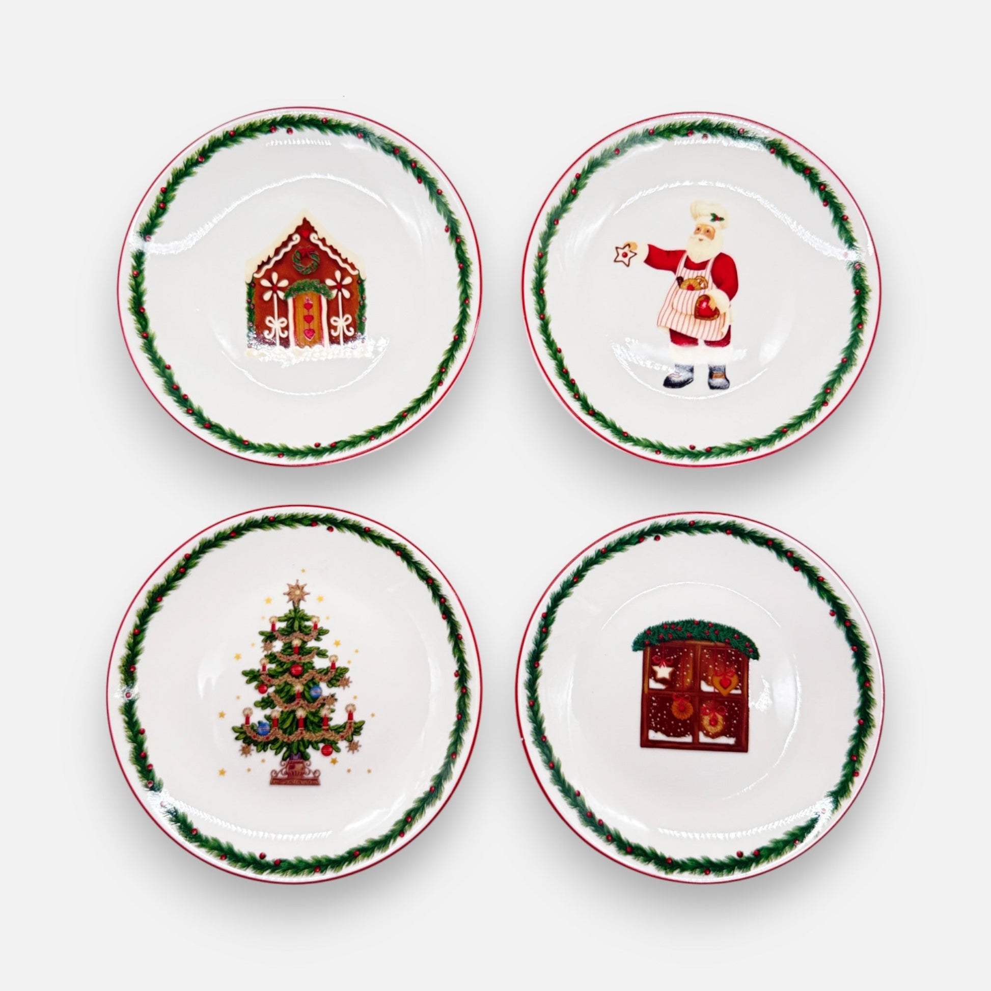 Kuchenteller aus Keramik mit Weihnachtsmotiven, Ø 15cm, 4er Set Geschirr von EDG